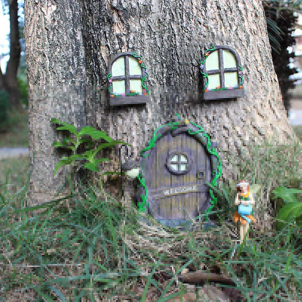 Elf Door Kit Garden Fairies And Elf Doors Miniature Fairy Lawn Ornaments & Garden Sculptures