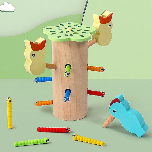 Fishing Toys Woodpecker Catcher Catching Worms Game Magnetic Fishing Children Wooden ToysChristmas g