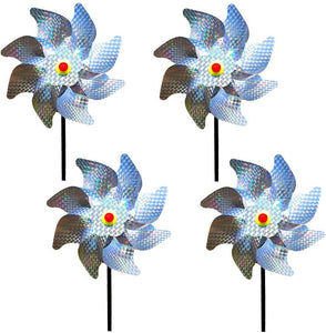 4 Pieces Reflective Bird Repellent Pinwheel Garden Plug Bird Scare Animal & Pet Repellents