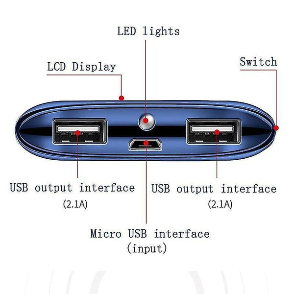 Power adapters chargers 2 usb lcd powerbank gold king