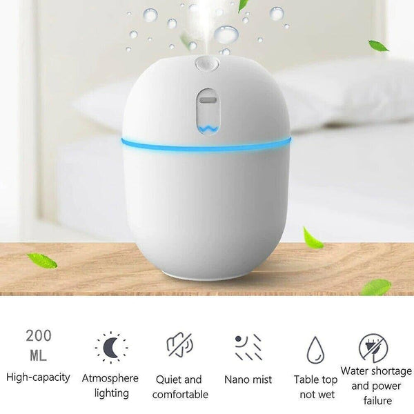 Air Fresheners White 220ml Portable USB LED Mini Car Home Humidifier Aroma Oil Diffuser Mist Purifie