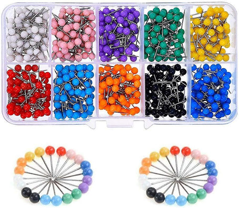 500 Pcs Round Head Pin Plastic Head & Stainless Steel Needle 10 Colors Plastic Push Pin Plastic Head Push Pins For School Office Family Leisure Tacks & Pushpins