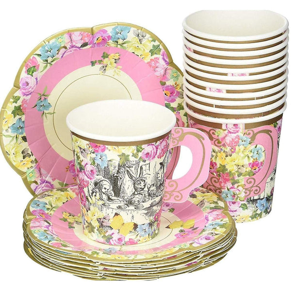 Stemware Talking Tables Alice In Wonderland Party Supplies | Tea Cups And Saucer Sets | Great For Ma