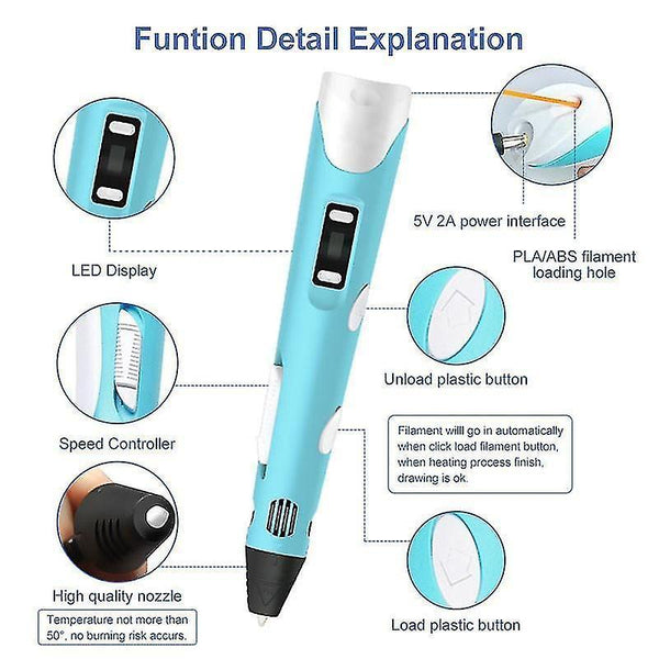 3D Printers Original diy 3d pensafe and environmentally friendly 3d pen with 1.75mm pla filament cre