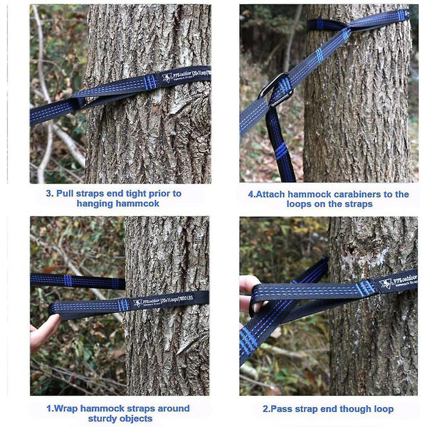 1 Pair Of Hammock Attachment Set Hanging Straps Tree Straps With 14 Loops 280cm * 2.5cm Max 500kg For Camping Hiking Picnic Outdoor Travel Hammock Parts & Accessories