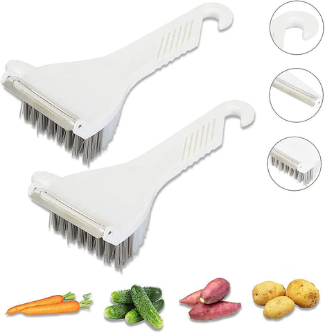 Vegetable Brush - Potato Scrubber Brush Non-slip Durable Handle With Hook Easy To Use And Storage Perfect For Potato Radish Cleaning & Peel 2 Pa Food Peelers & Corers