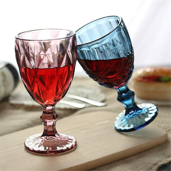 Wine Glass Charms 4Pcs/Set Multicolor Carved Red Wine Glasses Retro Embossed Whiskey Cups Wedding Pa