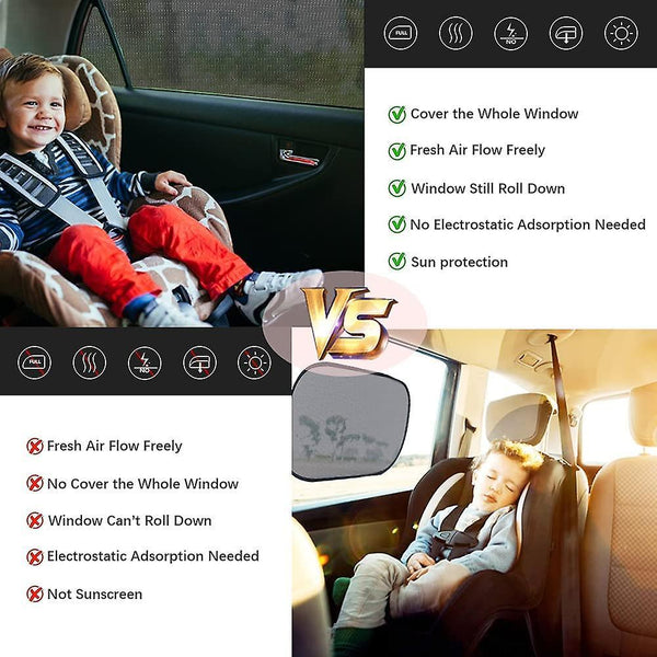 Universal Car Window Shade 2 Pack Car Side Window Sun Shade Sun Glare And Privacy Protection For Toddler Kids Baby Adult Double Layer Design Car Window Nets