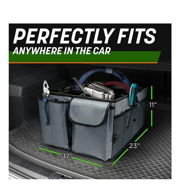 Auto Car Boot Organiser robust Collapsible multi-compartment Car Trunk Organizer Box Adjustable Straps & Handles essential Car Accessories Storage Cabinets & Lockers