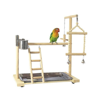 Bird Toys Parrot Playstands With Cup Toys Tray Bird Swing Ladder Bridge Cockatiel Playground Bird Pe