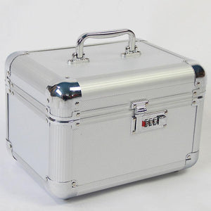 Cosmetic Toiletry Bags Silver Medium High Quality Key Combination Lock Jewelry Storage Box 27cm*18cm