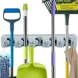 Broom Mop Holder Wall Mount Mop Holder Mop And Broom Holder Organiser Wall Rack Rake Broom Mop Rack Organiser Rail Wall Holder With 6 Hooks And  Bathroom Accessory Mounts