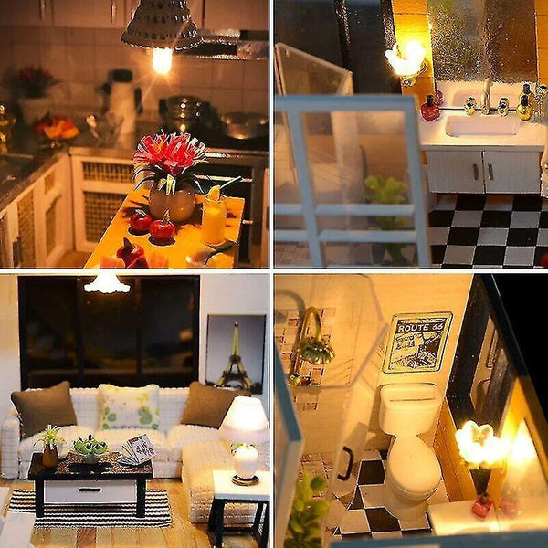 Dollhouse accessories assemble diy wooden house dollhouse kit wooden miniature doll houses miniature dollhouse toys with