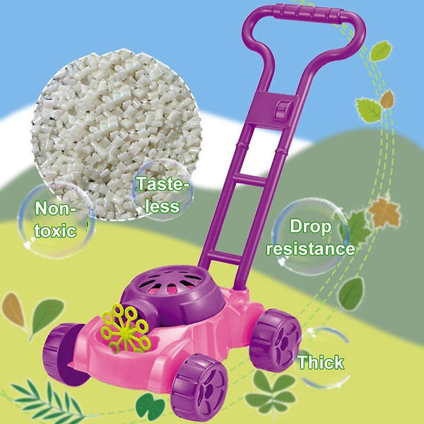 Bubble blowing toys children foam mower toy outdoor game non toxic fun automatic bubble machine with music purple