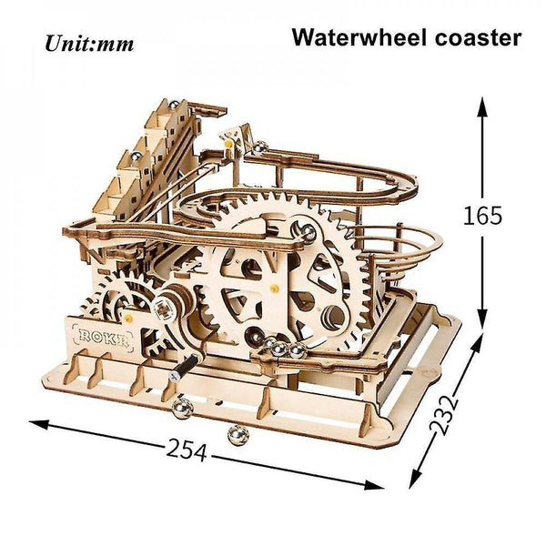 Science exploration sets marble run diy waterwheel coaster wooden building block kits assembly toy christmas gift for children adult