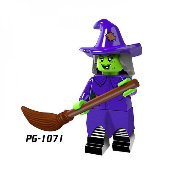 Action toy figures 8pc assembled minifigure halloween series pumpkin man vampire queen werewolf building blocks