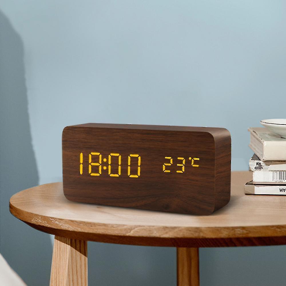 Alarm Clocks Led Alarm Clock Wooden Watch Table Voice Control Digital Wood Despertador Usb/aaa Power