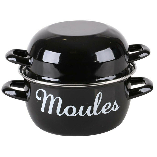 Saucepans 20cm mussel pan 2 litre enameled steel with lid saucepan pot