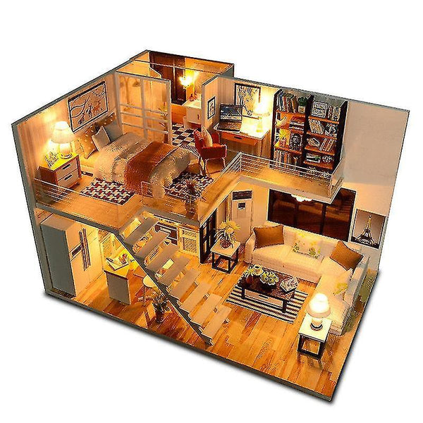 Dollhouse accessories assemble diy wooden house dollhouse kit wooden miniature doll houses miniature dollhouse toys with