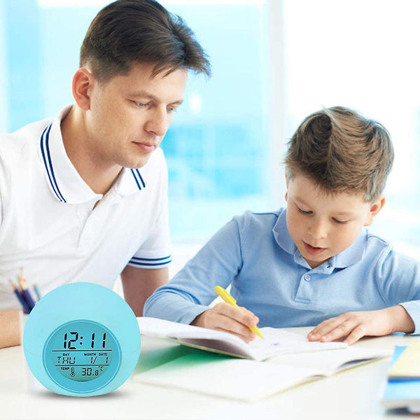 Blue Children's Digital Alarm Clock Led Children Alarm Clock 7 Colors Alarm Clocks