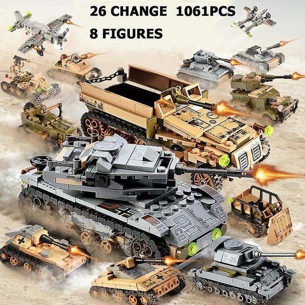 Action Toy Figures 1061PCS Tank Building Blocks Toys Mini figures Vehicle Aircraft Military Compatib