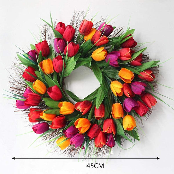 Artificial Tulip Flower Wreaths For Front Door 45 Cm Farmhouse Wreaths & Garlands