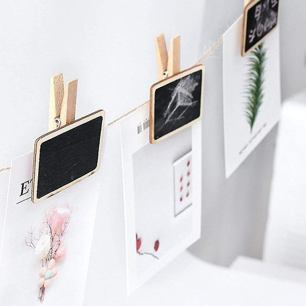 Open closed signs 50pcs mini wooden clip for blackboard message rectangle slate a clip clip board board for wedding