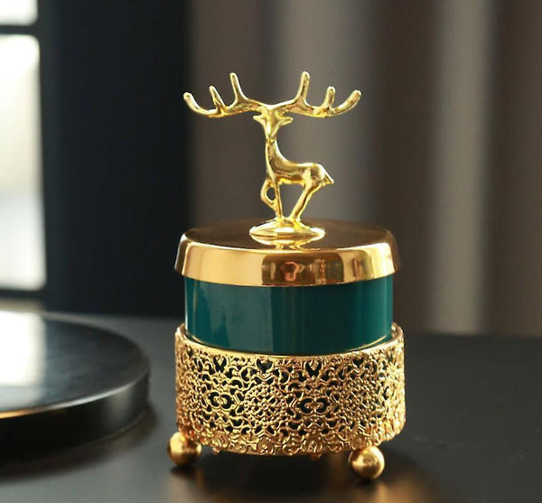 Ashtrays ashtray with lid decoration living room elk gold frame emerald ceramic ashtray christmas gift for boyfriend