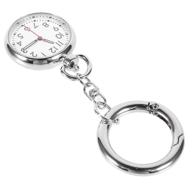 12X3.5cm unisex Keychains Hanging Medical Doctor Pocket Watch Quartz Movement Nurses Watch (silver)