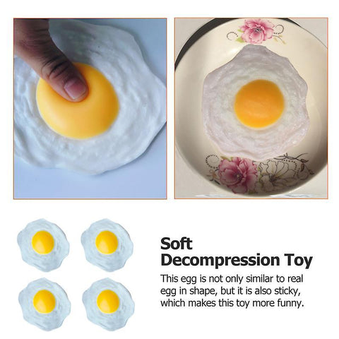 9X9CM Yellow Action & Toy Figures 4pcs Stress Relief Toys Artificial Fried Eggs Fake Fried Eggs Novelty Squeeze Toys