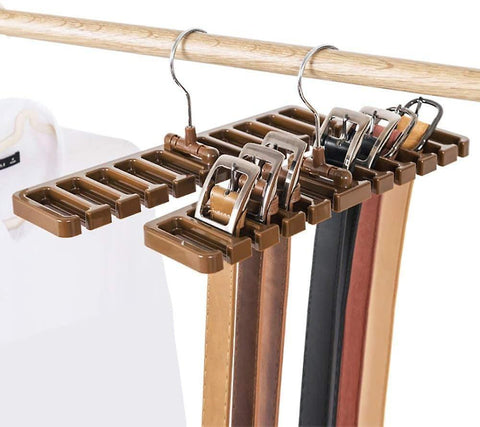 Brown Tie Hanger Non-slip Belt Holder Ties Clothes Hanger Storage Shoe Racks & Organizers