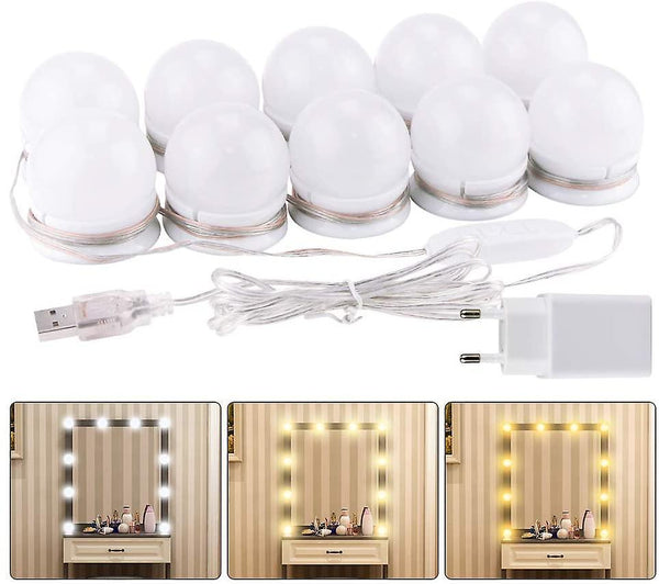 Mirror Light 10 Bulbs Hollywood Led Light Kit Dimmable Cosmetic Mirrors