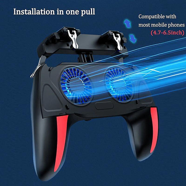 Portable game console accessories pubg mobile controller with double fan cooling phone game pad free fire with 5000mah power bank