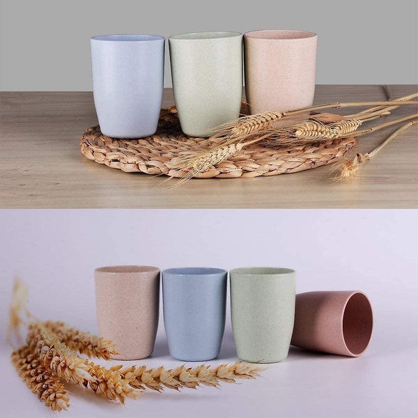 4 Pcs Wheat Straw Mugs Creative Toothbrush Mugs For Home Travel Mugs