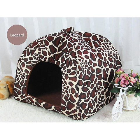 Dog Houses Homemiyn Leopard Dog Kennel Dog House Pet Kennel Soft Comfortable Warm Cat Kennel L Leopa