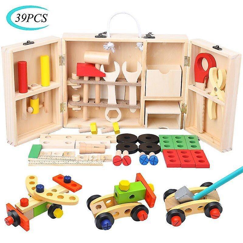 Alphabet Toys Children Handle Tool Box Wooden Educational Toy DIY Repair Screw Assembly Simulation T