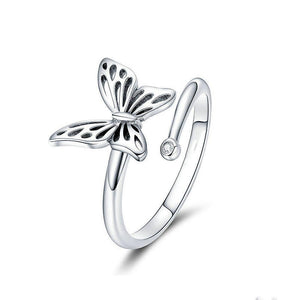 Rings silver plating vintage butterfly adjustable finger rings for women wedding engagement ring jewelry