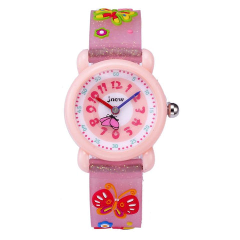 Waterproof Luminous LED Digital Touch Children watch  - Pink Butterfly