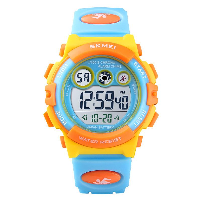 Waterproof Luminous LED Digital Touch Children watch  - Yellow & Blue