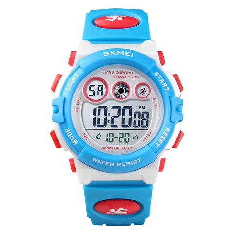 Waterproof Luminous LED Digital Touch Children watch  - White & Blue