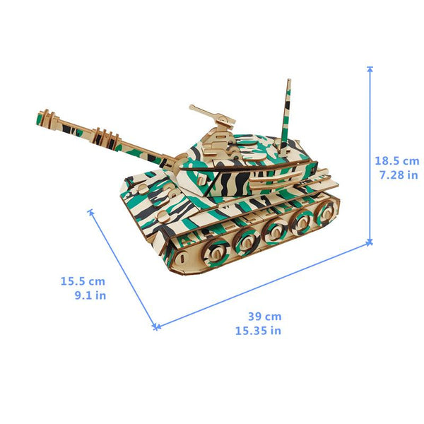 Develop kids intelligence Wooden 3D Puzzle 152 pieces - Main battle tank