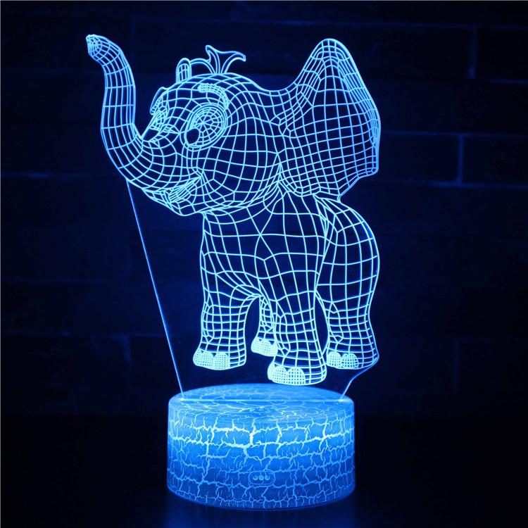 3D Touch Light Night 7 colors remote control - Elephant #463