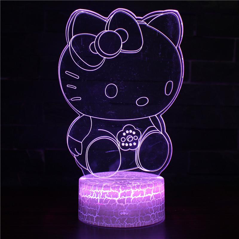 3D Touch Light Night 7 colors remote control - Hello Kitty #589