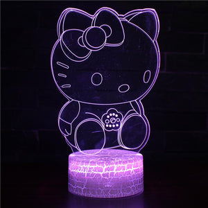 3D Touch Light Night 7 colors remote control - Hello Kitty #589