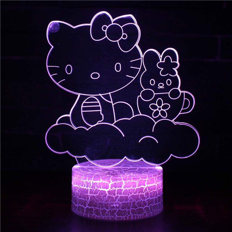 3D Touch Light Night 7 colors remote control - Hello Kitty #591