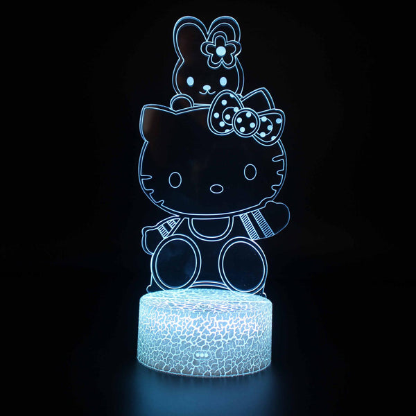 3D Touch Light Night 7 colors remote control - Hello Kitty #593