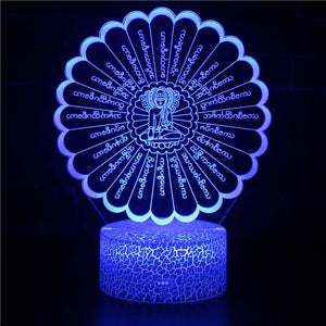 3D Touch Light Night 7 colors remote control - Bouddha #697