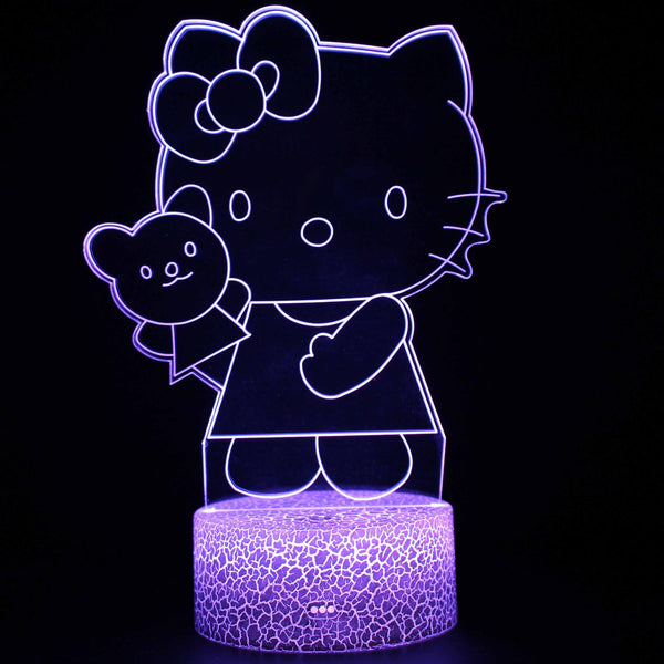 3D Touch Light Night 7 colors remote control - Hello Kitty #1610