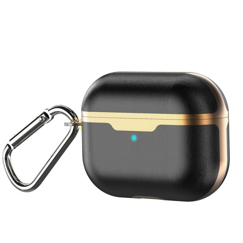 High quality PU leather case with carabiner for Apple AirPods Pro black