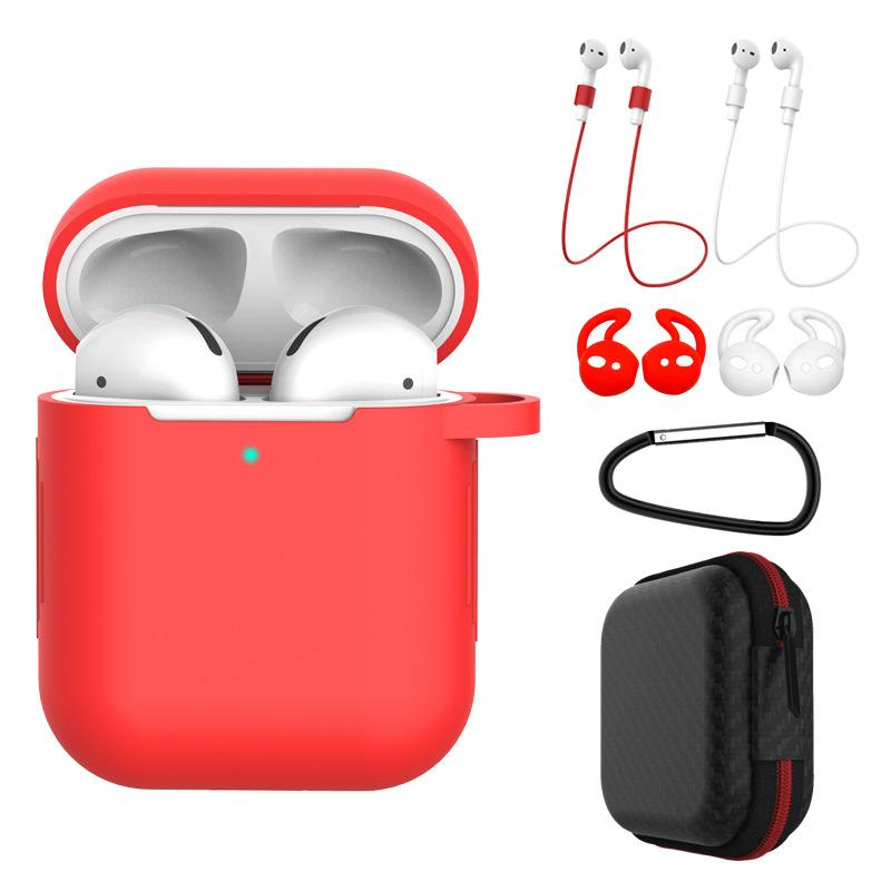 7 in 1 AirPods Accessories Kit Silicone Case with BuckleApple AirPods red